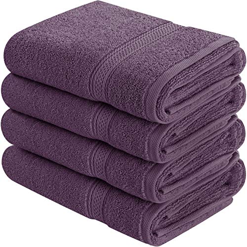 Book Cover Utopia Towels Cotton Hand Towels, 4 Pack Towels, 600 GSM, Plum
