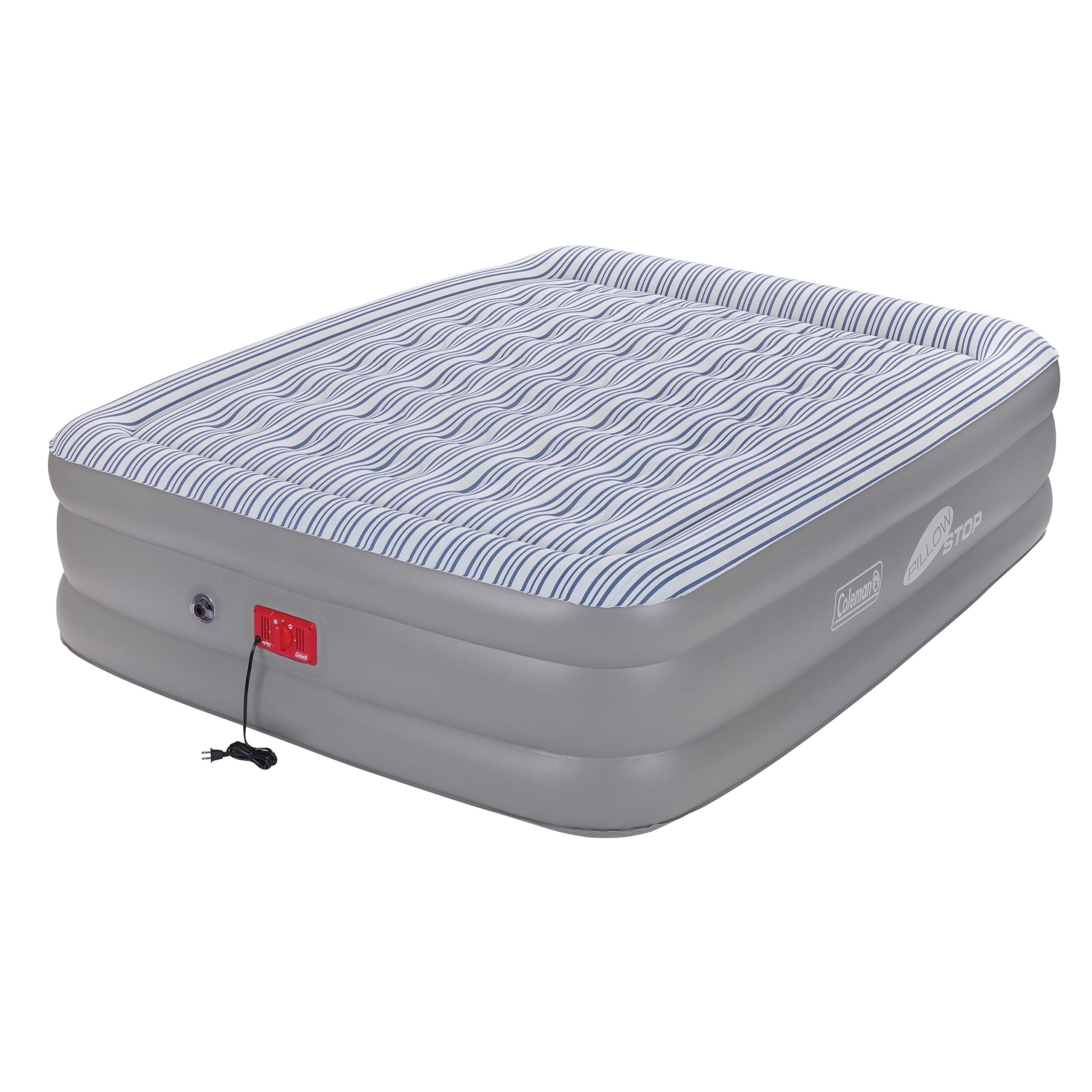 Book Cover Coleman SupportRest Elite PillowStop Double-High Airbed , Grey/Stripe, Queen