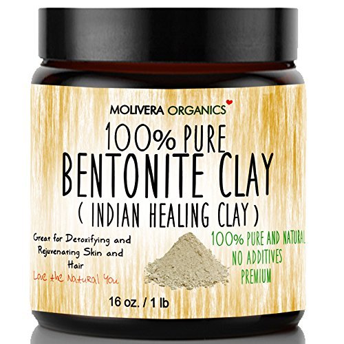 Book Cover Molivera Organics Bentonite Clay for Detoxifying and Rejuvenating Skin and Hair, 16 oz.