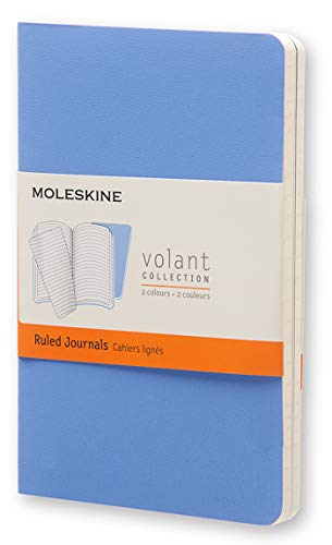 Moleskine Volant Journal, Soft Cover, Pocket (3.5" x 5.5") Ruled/Lined, Powder Blue, 80 Pages (Set of 2)