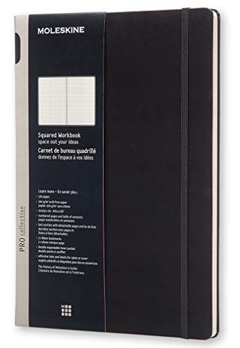 Moleskine PRO Notebook, Hard Cover, A4 (8.25" x 11.75") Squared/Grid, Black, 192 Pages