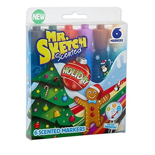 Book Cover Mr. Sketch Scented Markers, Chisel Tip, Holiday Colors , 6-Count