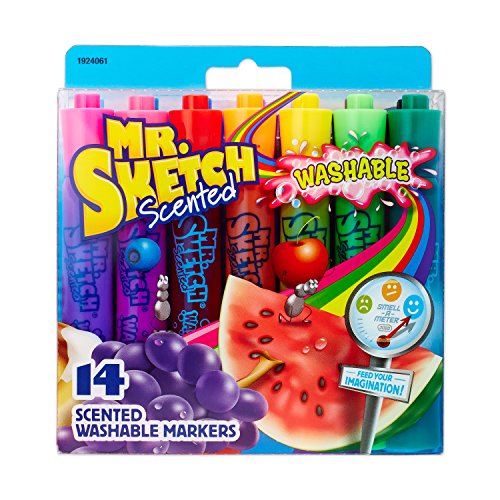 Book Cover Mr. Sketch 1924061 Washable Scented Markers, Chisel Tip, Assorted Colors, 14-Count