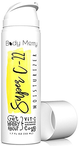 Book Cover Body Merry Super-C 22 Moisturizer – Vitamin C Facial Cream with Organic Aloe and Hyaluronic Acid - Brightening and Hydrating Anti-Aging Face Lotion for Dark Spots, Lines and Wrinkles, 1.7 fl oz
