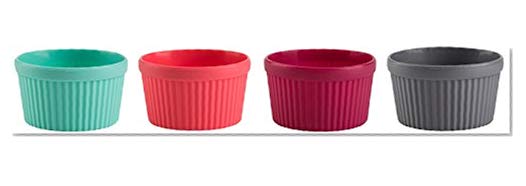 Trudeau 5050692 Set de 4 ramequins en Silicone Fuchsia/Gris/Menthe/Corail