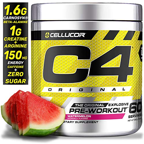 Cellucor C4 Original Pre Workout Powder Energy Drink Supplement For Men & Women with Creatine, Caffeine, Nitric Oxide Booster, Citrulline & Beta Alanine, Watermelon, 60 Servings