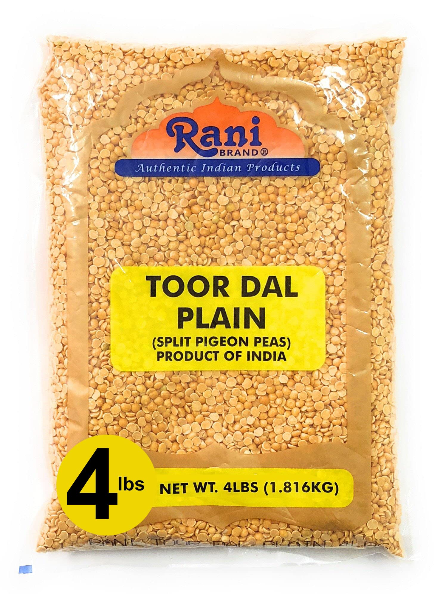 Rani Toor Dal (Split Pigeon Peas) 64oz (4lbs) 1.81kg Bulk ~ All Natural | Gluten Friendly | NON-GMO | Vegan | Indian Origin Plain 4 Pound (Pack of 1)