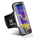 TRIBE Running Phone Holder Armband. iPhone & Galaxy Cell Phone Sports Arm Bands for Women, Men, Runners, Jogging, Walking, Exercise & Gym Workout. Fits All Smartphones. Adjustable Strap, CC/Key Pocket