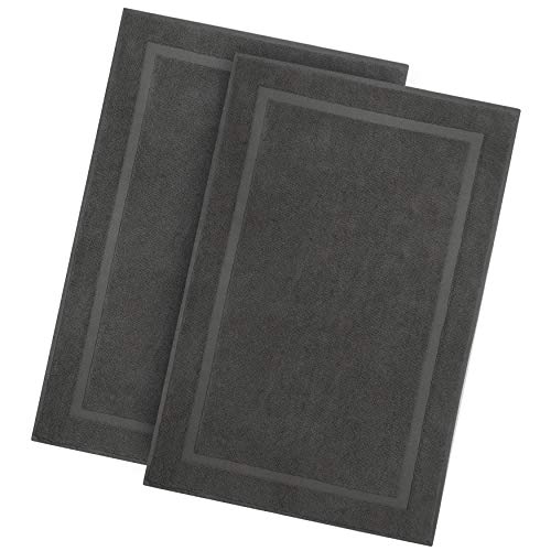 Book Cover COTTON CRAFT Madison Set of 2 Heavyweight Tub Mats, Ringspun Cotton, 1000GSM, 21 inch x 34 inch, No Backing, Charcoal