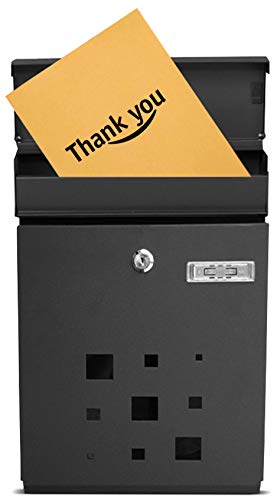 PEELCO Locking Modern Mailboxes for Outside - Vertical Wall Mount - Residential, Office, Business - Rust & Weather Proof - Unique Spare Keys (Black)