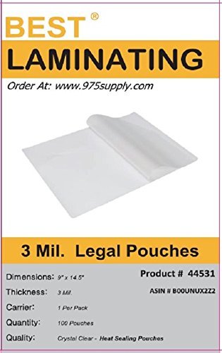 Book Cover Laminating Pouches, Legal Size, Best Laminating Brand, 3 Mil, Clear Legal Size, Thermal Laminating Pouches, 9 X 14.5 Inches, 100 Pouches