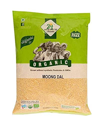Book Cover Organic Moong Dal - USDA Certified Organic - European Union Certified Organic - Pesticides Free - Adulteration Free - Sodium Free - 4 Lbs - 24 Mantra Organic
