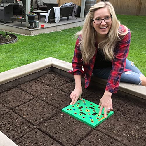 Book Cover Seeding Square: Seed & Seedling Spacer Tool - Grow Perfectly Spaced Vegetables, Reduce Weeds, Conserve Water & Maximize Yield - Square-Foot Seed Spacer with Planting Dibble, Spacing Template & Funnel