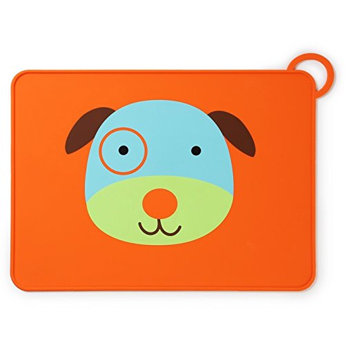Skip Hop Baby Zoo Little Kid and Toddler Fold and Go Non-Slip, Food-Grade Silicone Placemat, Multi, Darby Dog (Discontinued by Manufacturer)