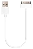 HomeSpot 30-pin Short Charger Cable [MFi Certified] for iPhone 4, iPhone 4S, iPad 1/2/3, iPod Touch, iPod Nano (White, 8 inches 20 cm, 1-Pack)
