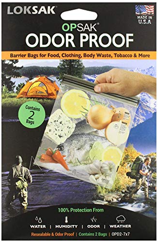 LOKSAK - OPSAK Storage Bag, Re-Sealable and Odorless Protection for Water, Humidity, Sand and Snow (2 pack of 7 in x 7 in)