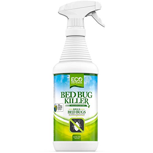 Book Cover Eco Defense Bed Bug Spray - USDA Biobased Bed Bug Killer & Dust Mite Spray - Child & Pet Friendly - Natural Non Toxic Repellent Treatment - 16 oz