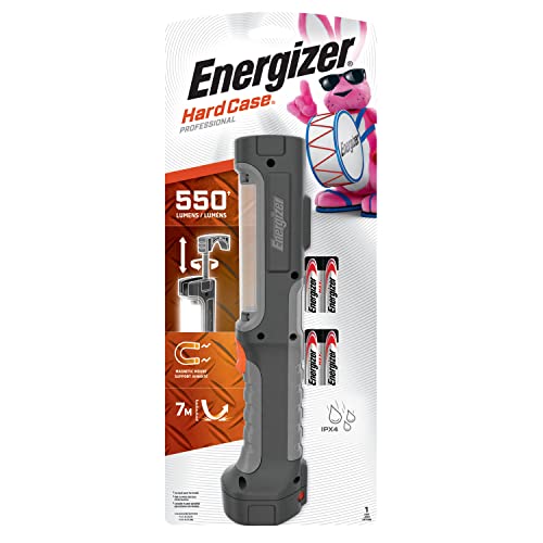 Energizer HC-550 LED Flashlight, 550 High Lumens, IPX4 Water Resistant, Professional-Grade Work Light, Magnetic Wall-Mount, Batteries Included