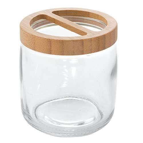 iDesign Kane Glass Toothbrush Holder Stand for Bathroom Vanity Countertops - Clear/Natural