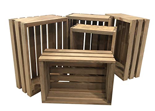 Rustic Nesting Wood Crates Set of 5 Made in the USA