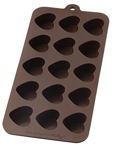 Book Cover Mrs. Anderson's Baking 43749 Anderson's Chocolate Mold, European-Grade Silicone, Hearts, Brown