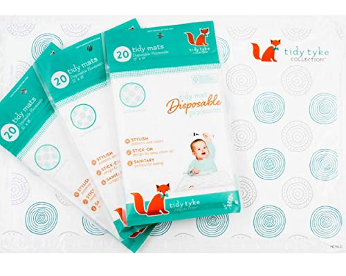 Book Cover Extra Sticky Disposable Placemats Baby - Bulk Pack - Ultimate Mom Hack - Tidy Tyke - Table Mat Stays in Place! BPA Free Plastic, Stick on Placemat - Keeps Toddlers Neat & Safe at Restaurants!