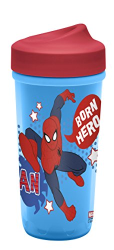 Book Cover Zak! Designs Toddlerific Perfect Flo Toddler Cup with Ultimate Spiderman, Double Wall Insulated Construction and Adjustable Flow Technology, Break-Resistant and BPA-Free Plastic, 8.7oz.