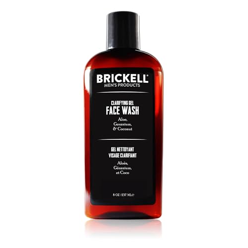 Brickell Men's Clarifying Gel Face Wash for Men, Natural and Organic Rich Foaming Daily Facial Cleanser Formulated With Geranium, Coconut and Aloe, 236 mL, Scented