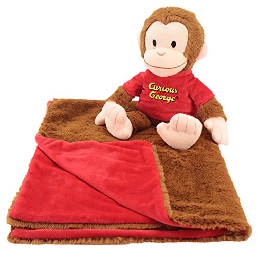 Book Cover Animal Adventure | Cuddle Bundles | Curious George | Super-Soft Machine Washable Blankie & Plush Toy Brown, 11 inches