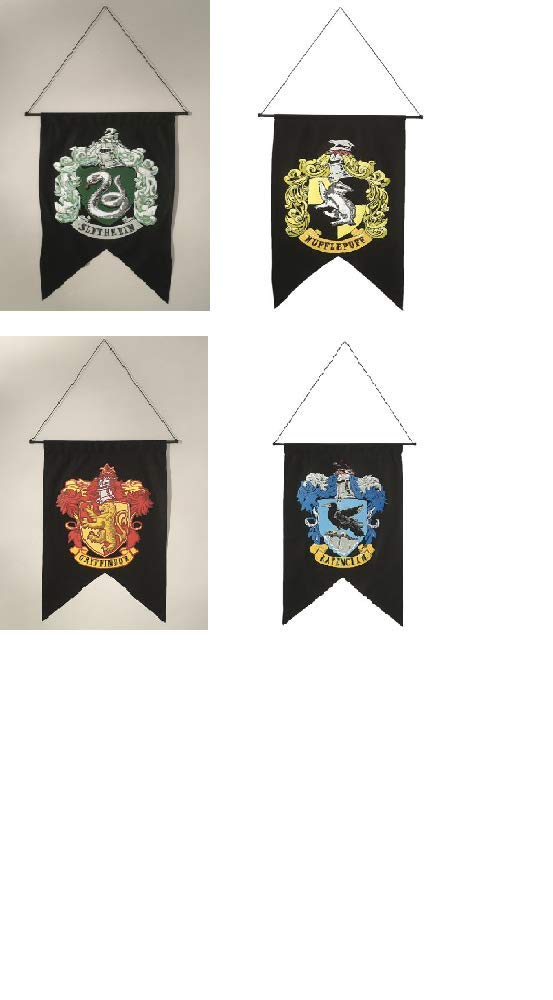 Book Cover Rubie's Costume Co Bundle - 4 Items: Harry Potter Gryffindor Slytherin Hufflepuff Ravenclaw House Wall 4 Banner Set