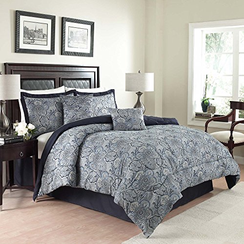 Book Cover Traditions By Waverly 14413BEDDKNGPOR Paddock Shawl Comforter Set, King, Porcelain, 6 Piece