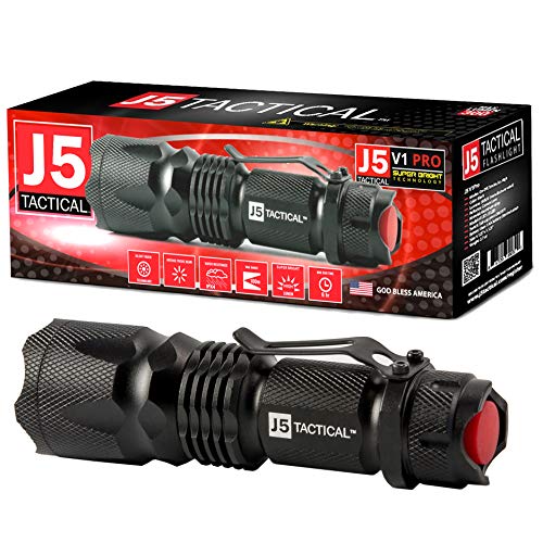 Book Cover 300 Lumen J5 Tactical V1-Pro Flashlight - The Original 300 Lumen Ultra Bright, LED Mini 3 Mode Flashlight, Black