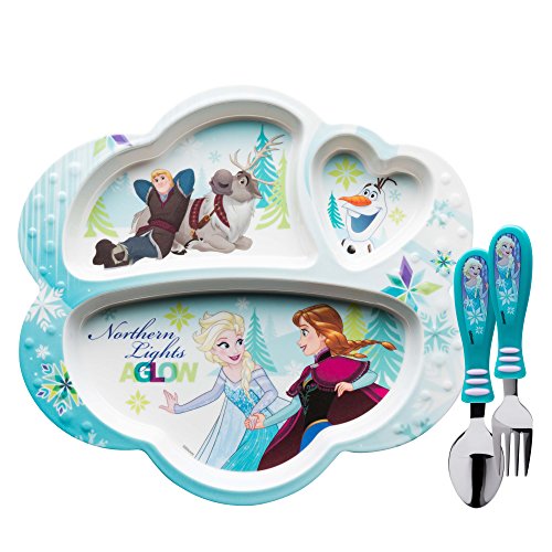 Book Cover Zak Designs Kids Dinnerware Sets, Plate + Flatware, Disney Frozen 3pc