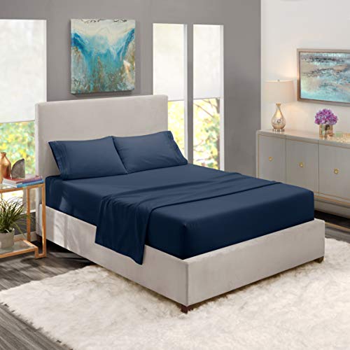 Book Cover Nestl Bedding Soft Sheets Set - 4 Piece Bed Sheet Set, 3-Line Design Pillowcases - Wrinkle Free - 10