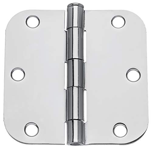 Dynasty Hardware 3-1/2" Door Hinges 5/8" Radius Corner, Polished Chrome, 8 - Pack