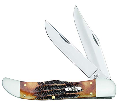 CASE XX WR Pocket Knife Burnt 6.5 Bonestag Folding Hunter W/Sheath Item #3574 - (6.5265 SS) - Length Closed: 5 1/4 Inches