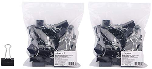 Medium Binder Clips, Steel Wire, 5/8" Cap, 1-1/4" Wide, Black/Silver, 12/Pack, 72 Total