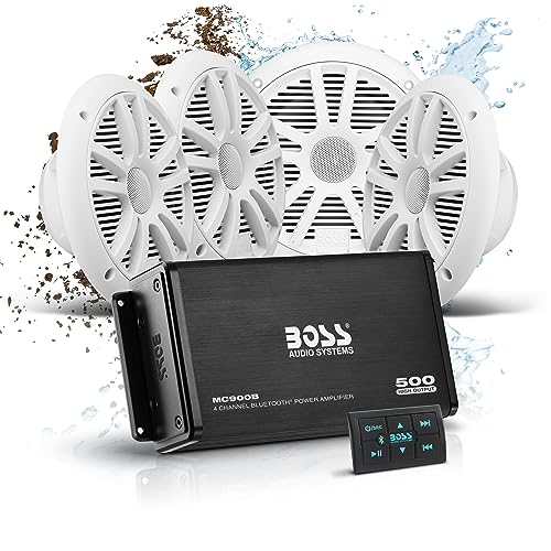 Boss Audio ask904b.64Â 500Â W 4-Channel Bluetooth Amplifier MC900B & Pair of 180Â W MR6Â W Marine Speakers Set