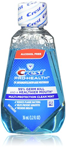 Book Cover Crest Pro-Health Mouthwash, Alcohol Free, Multi-Protection Clean Mint 1.2 oz (Pack of 18)