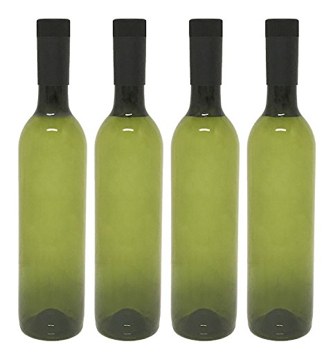 nicebottles Plastic Wine Bottles & Screw Caps, Green, 750ml - Pack of 4