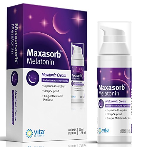 Vita Sciences Melatonin Cream for Sleep Rich Melatonin 3mg - Melatonin Night Cream - Unscented Melatonin 3 Mg. Topical Melatonin Lotion Can Be Used for Face and Body Maxasorb