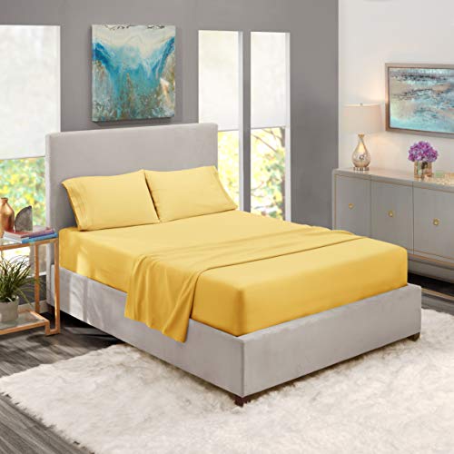 Book Cover Nestl Deep Pocket Full Sheets - Full Size Bed Sheets with Fitted and Flat Sheet, Pillow Cases - Extra Soft Bedsheet Set with Deep Pockets for Full Size - Custard Mallow Yellow