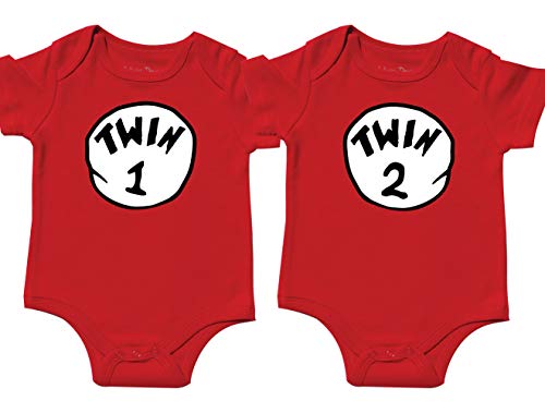 Book Cover Nursery Decals and More Unisex Twin Onesies, Includes 2 Bodysuits, Twin 1 Twin 2, Womb Mates