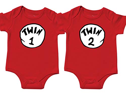 Nursery Decals and More Unisex Twin Onesies, Includes 2 Bodysuits, Twin 1 Twin 2, Womb Mates