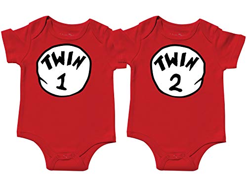 Nursery Decals and More Gender Neutral Bodysuits for Twins, Includes 2 Bodysuits, 3-6 Month Twin 1 Twin 2