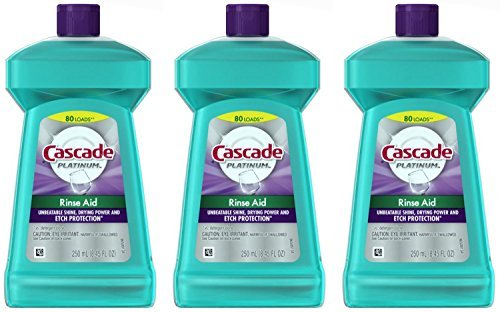 Cascade Rinse Aid Platinum, Dishwasher Rinse Agent, Regular Scent, 8.45 Ounce, (Pack of 3)