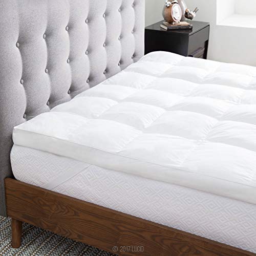 LUCID Ultra Plush 3 Inch Down Alternative Fiber Bed Mattress Topper - Allergen Free Pillow Top - Soft and Breathable Cotton Percale Cover - Twin XL Size