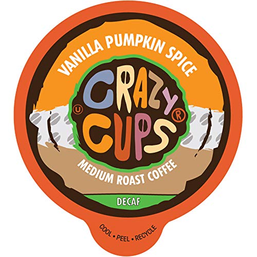 Book Cover Crazy Cups Flavored Single-Serve Coffee for Keurig K-Cups Machines, Decaf Pumpkin Vanilla Crème , 22 Pods per Box