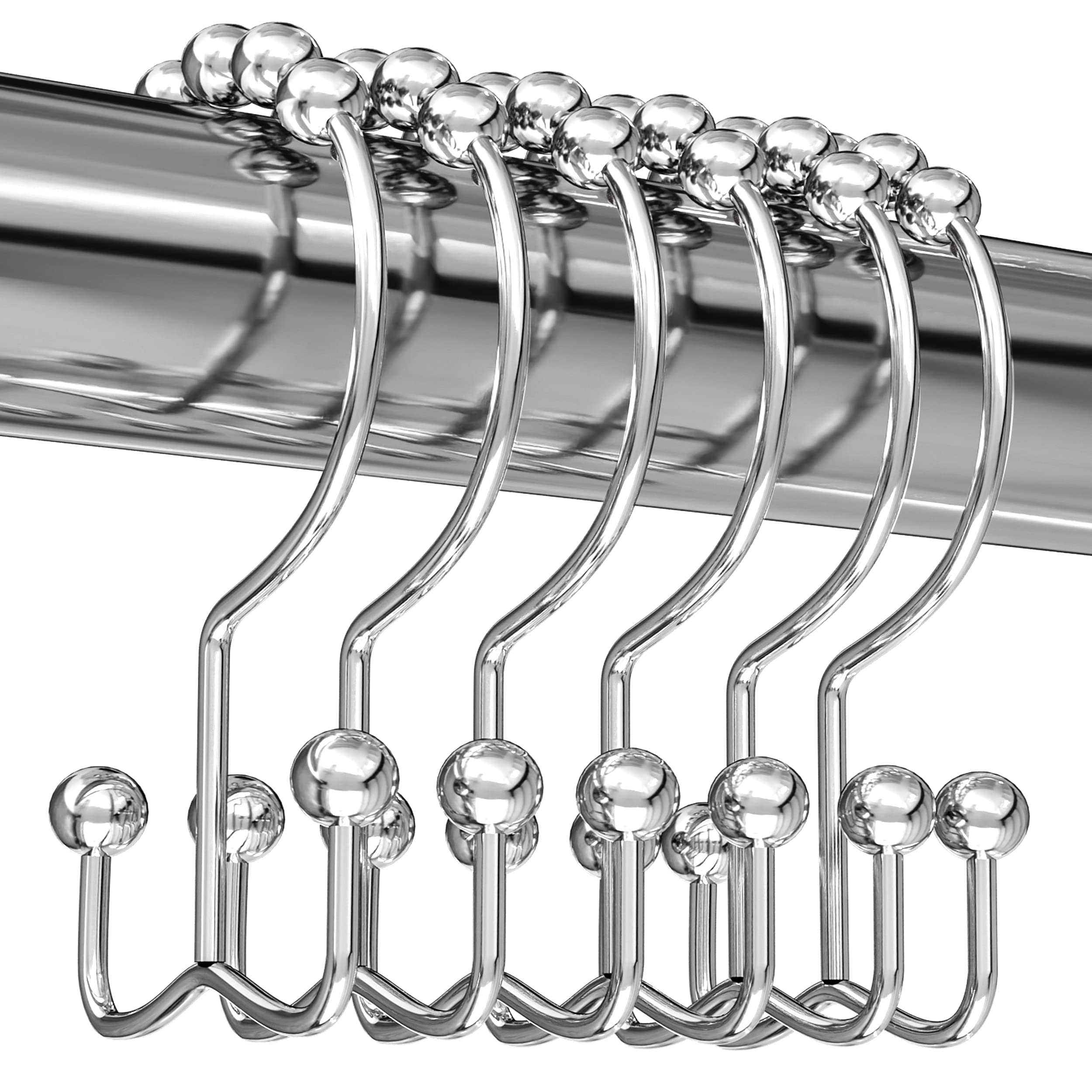 Book Cover Utopia Bedding Shower Curtain Hooks Shower Rings Double Glide Roller - Polished Chrome - Set of 12 Rings (Bronze)