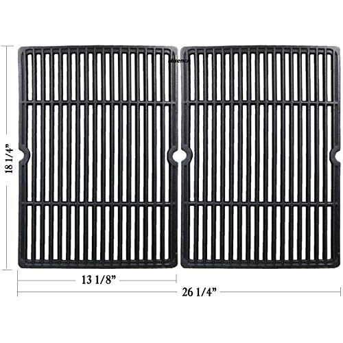 Hisencn Replacement Matte Porcelain Coated Cast Iron Cooking Grid Grate Set of 2 for Select Gas Grill Models by Char-Broil, Coleman, Kenmore, Thermos, Uniflame, Master and Others